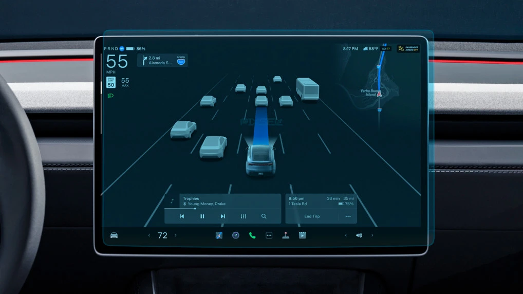 Protector de vidrio templado Pixsel en el monitor TESLA MODEL Y - 16“ 2025 -