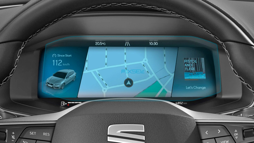 Protector de vidrio templado Pixsel en el panel de instrumentos SEAT LEON - 9.9“ 2021 - 2024