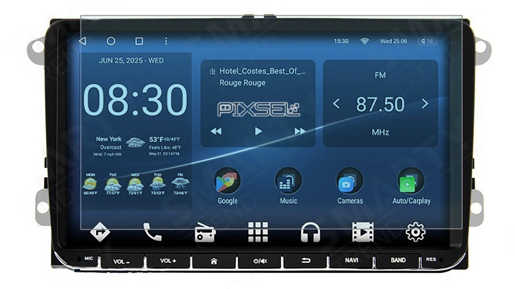 Защитное стекло Pixsel на монитор SMARTY TREND VOLKSWAGEN UM 2015 - 2021 - 8.8“
