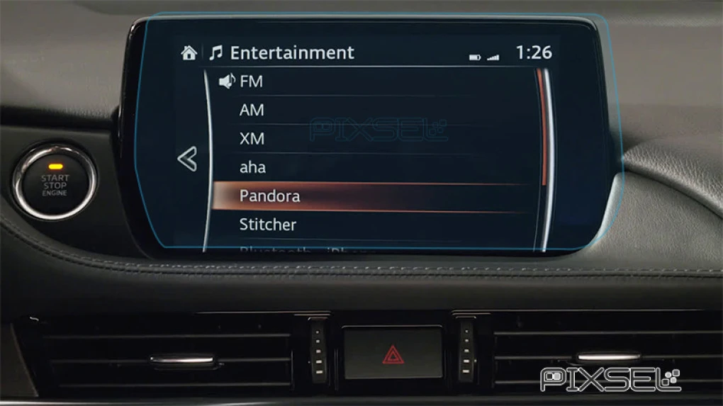 Protector de vidrio templado Pixsel en el monitor MAZDA 6 - 9.8“ 2018 - 2023